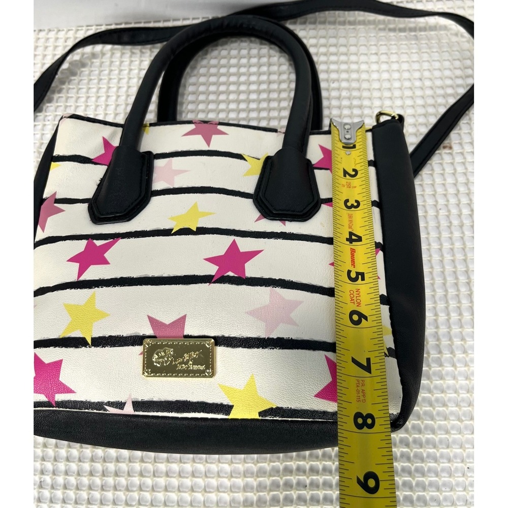 Betsey Johnson Crossbody Shoulder striped Stars Print Black & white Cloud - Picture 8 of 10